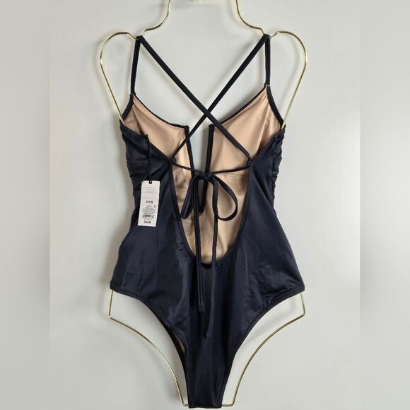 Shade & Shore V-Wire Plunge Cheeky One Piece Swimsuit Sz S (4-6) - Picture 9 of 15
